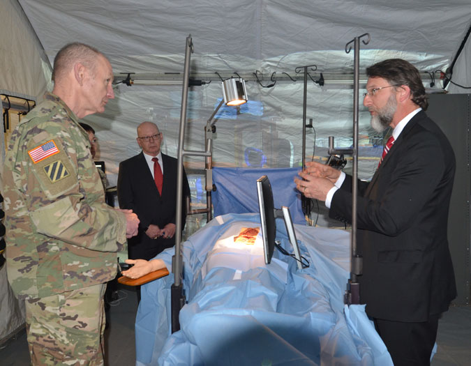 Mr. Geoff Miller demonstrates some of the latest technologies & initiatives in medical modeling, simulation and training to LTG Edward Cardon. 