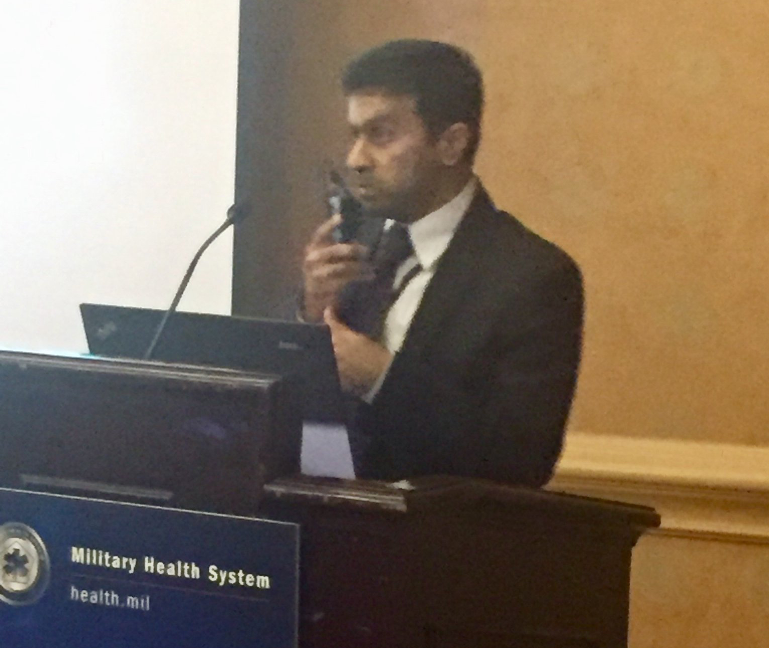 TATRC’s own Dr. Sridhar Ramakrishnan, of the BHSAI giving his presentation on the widely reported “2B-Alert App: A Validated Tool to Predict Individual Warfighter Alertness in Real Time.”