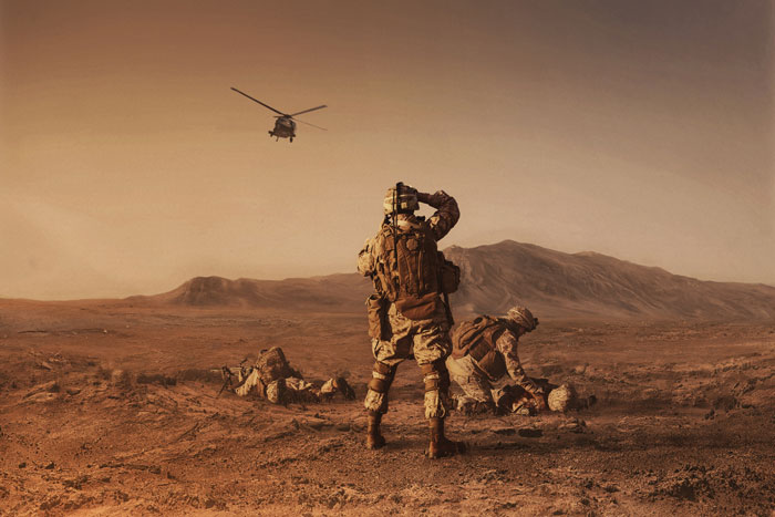 Soldiers waiting for MEDEVAC.