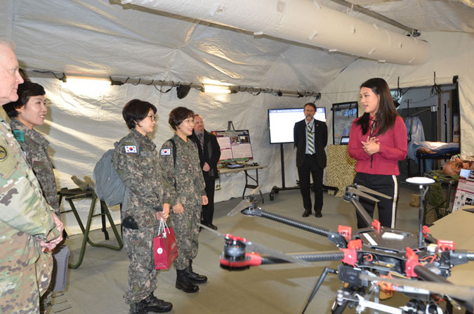 Ms. Rebecca Lee, Project Manager for TATRC’s MISL, demonstrates research in Unmanned Systems and Robotics.