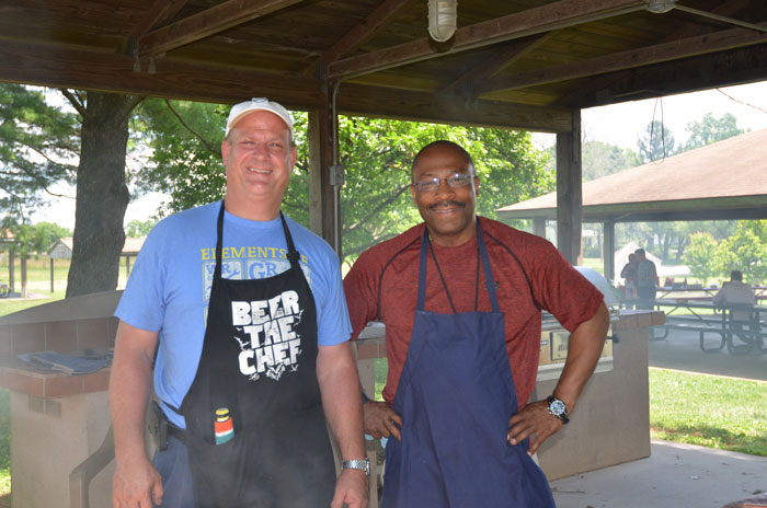 “Grill Masters” John Orzechowski and Reggie Francois provided the team with a bountiful feast.