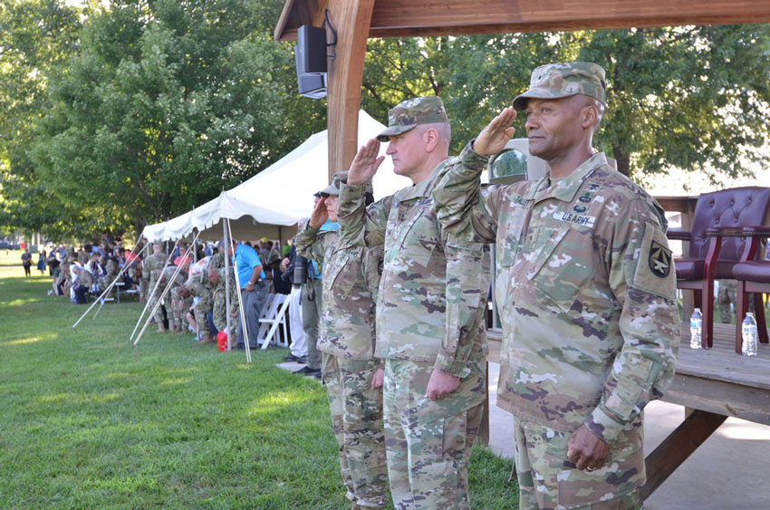 The Command stands at attention during the ceremony.