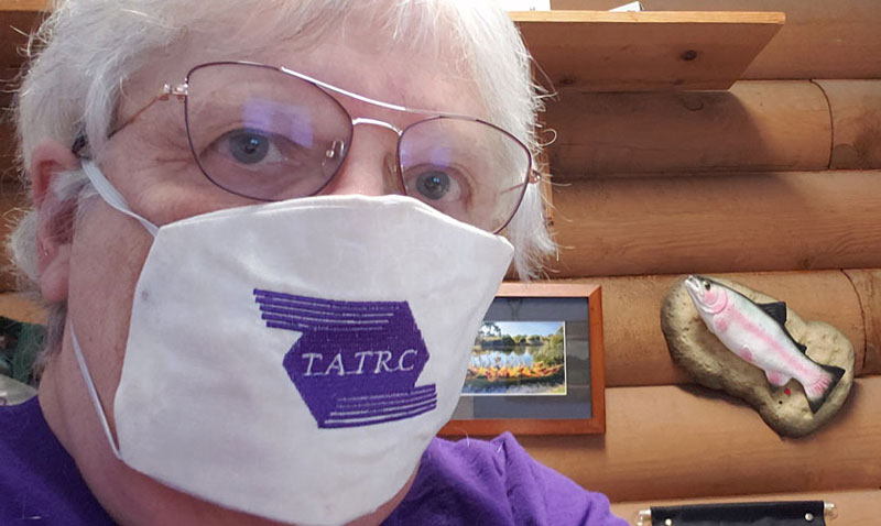 Seamstress extraordinaire, Ms. Ollie Gray, fashioned some very chic TATRC-branded face masks!