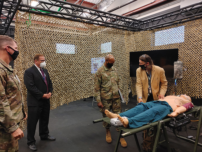 BG Talley assisted by a remote expert (Intensive Care Unit specialist), was able to assess, and manage a ventilated patient with a tension pneumothorax, in a simulated COVID-19 field treatment area.