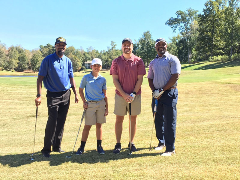 Our golf team for the day, left to right: TJ Brown, Turner Stevenson, Nate Montgomery and Marvin Cole.