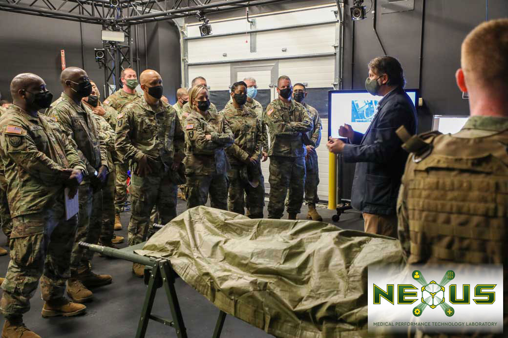 The new NEXUS laboratory combines a range of state-of-the-art technologies (motion/volume capture, with synchronized psychophysiological monitoring) to record military medical professionals performing medical tasks and procedures to better understand clinical procedural performance, use and impacts of medical devices and technologies, and data and visualization tools with current and future technologies in combat casualty care by individuals and teams.
