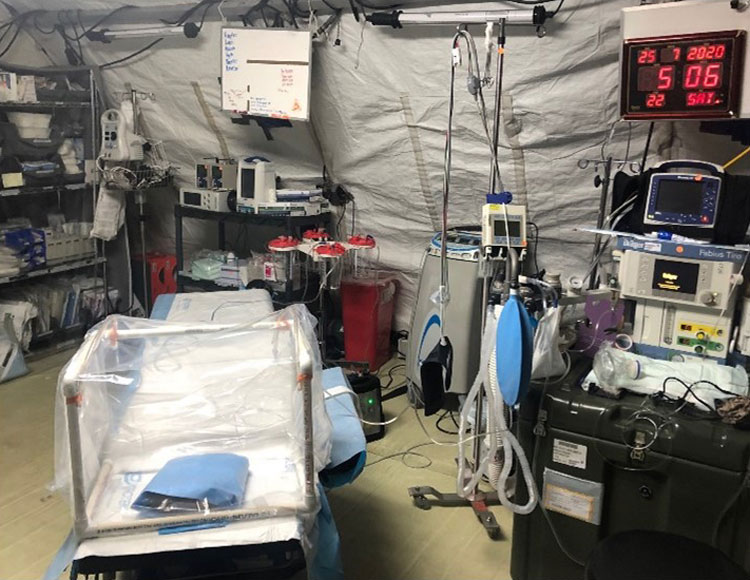Figure 2. CAMIC used in operating room to assist with intubation at the Combat Support Hospital, Iraq (August 2020). Photograph courtesy of MAJ Del Slonaker.