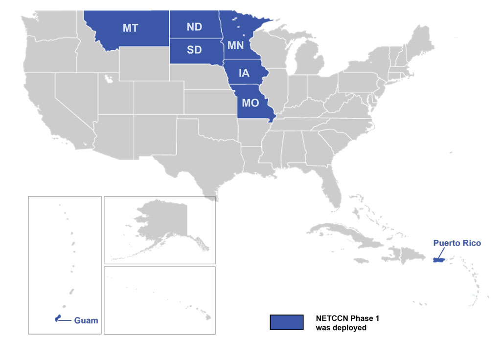 Map of NETCCN Phase 1 deployment.