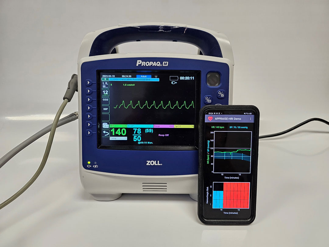 The APPRAISE-HRI consists of a commercial vital-sign monitor and an AI app running on an Android smartphone.