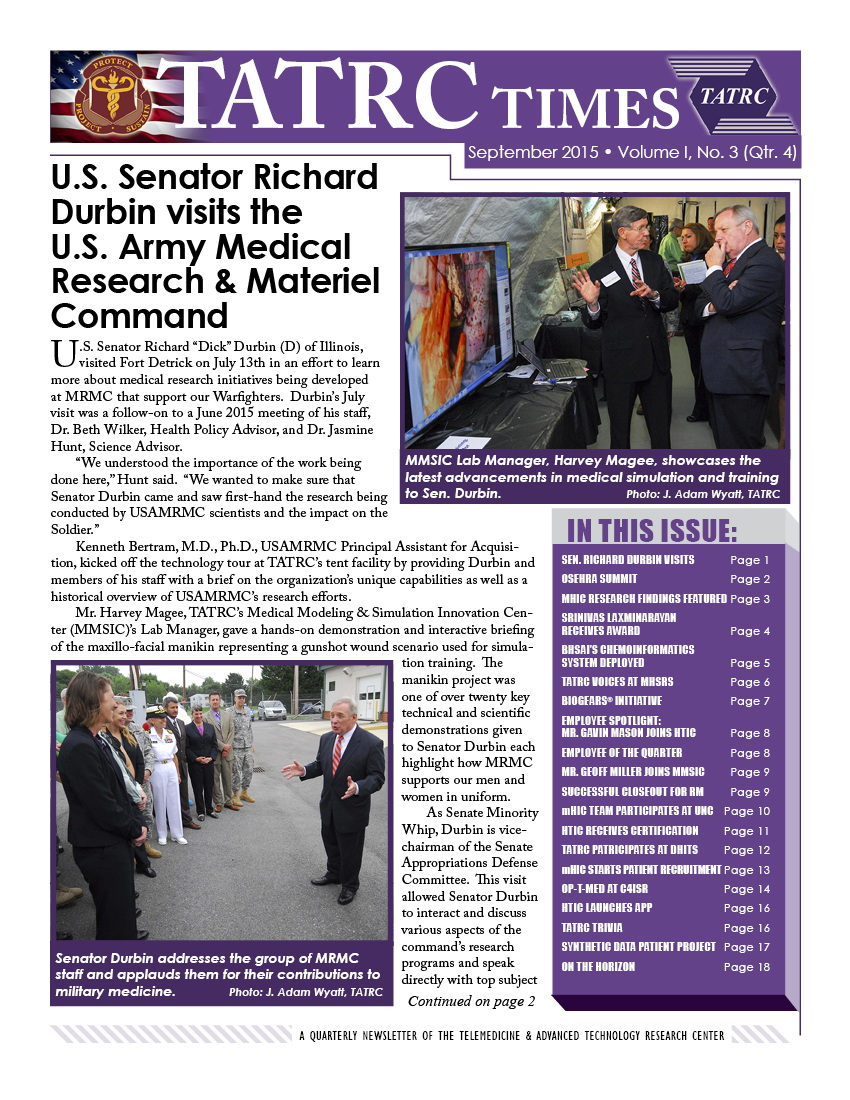 TATRC Times FY15 Quarter 4 Cover Graphic