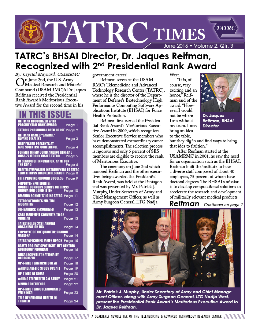 TATRC Times FY16 Quarter 3 Cover Graphic