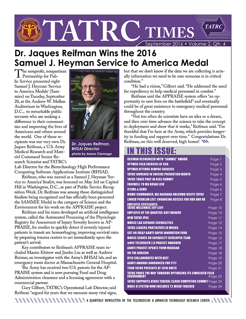 TATRC Times FY16 Quarter 4 Cover Graphic