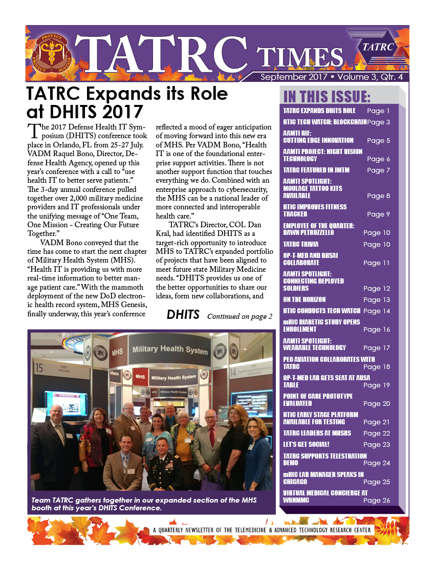 TATRC Times FY17 Quarter 4 Cover Graphic
