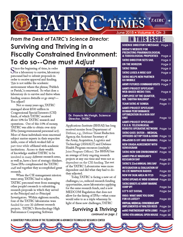 TATRC Times FY18 Quarter 3 Cover Graphic