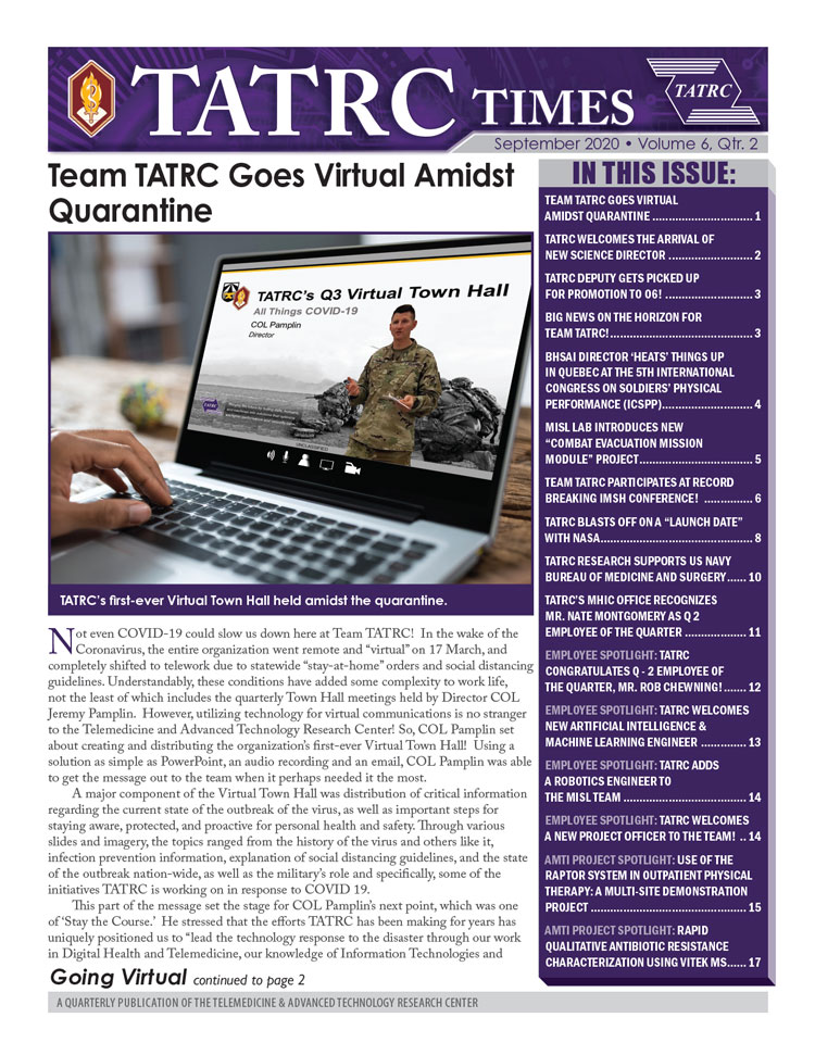 TATRC Times FY20 Quarter 2 Cover Graphic